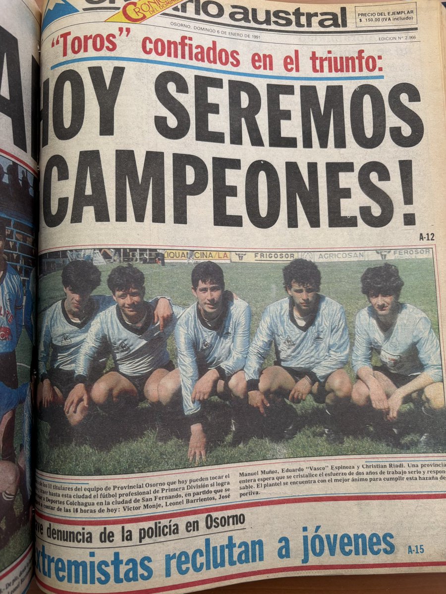 6 de Enero de 1991, Provincial #Osorno era de Primera División. Los recuerdos de la época gentileza El Diario Austral