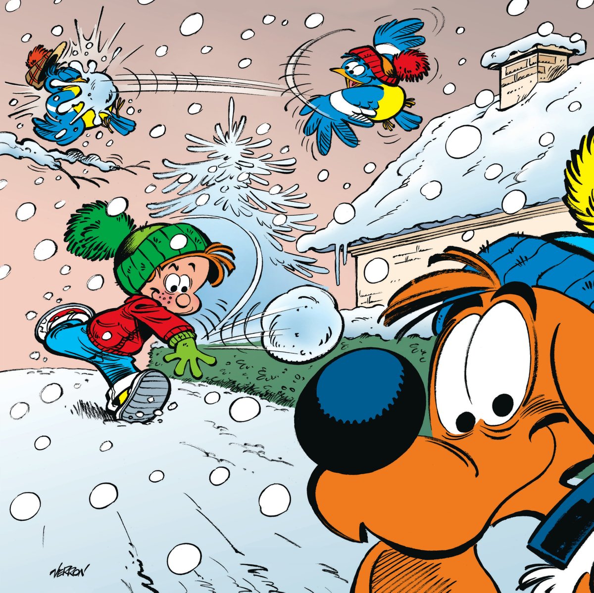 stripland_BENL's tweet image. Op woensdagnamiddag zouden we normaal een strip (of tien) lezen, maar vandaag is dat toch anders! ☃️😀 #Sneeuw #Sneeuwpret #Sneeuwbal #Sneeuwballen #BollieEnBillie #BouleEtBill #Verron #Woensdag #Neige