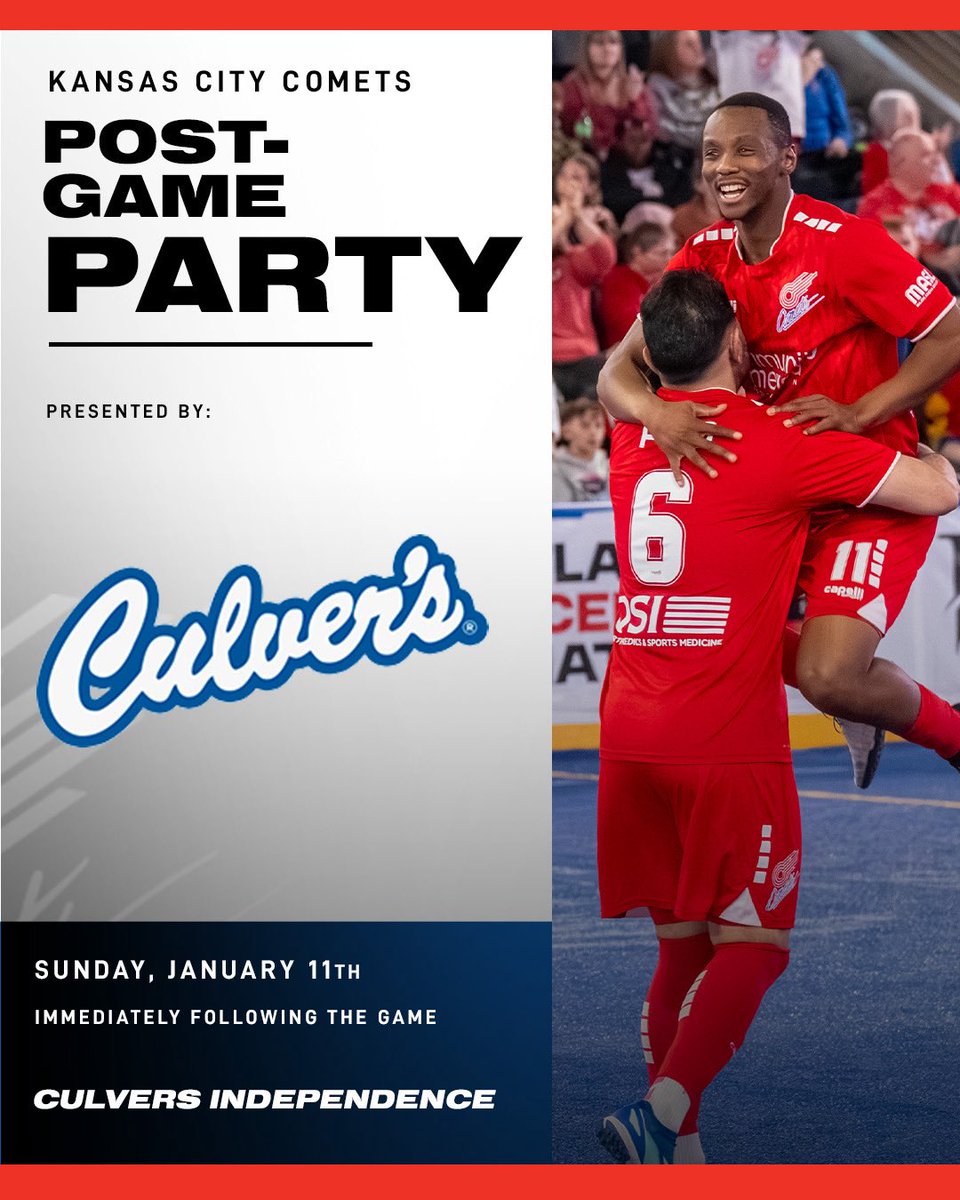 KCComets's tweet image. ☄️ Super Soccer Sunday with @culvers!

It starts with the first Game-Day Clinic of the season for children grades K-8. Train on the same field the Comets play on, and get some tips from the pros.

End the night with the team at Culver’s Independence for the Post-Game Party. Meet…
