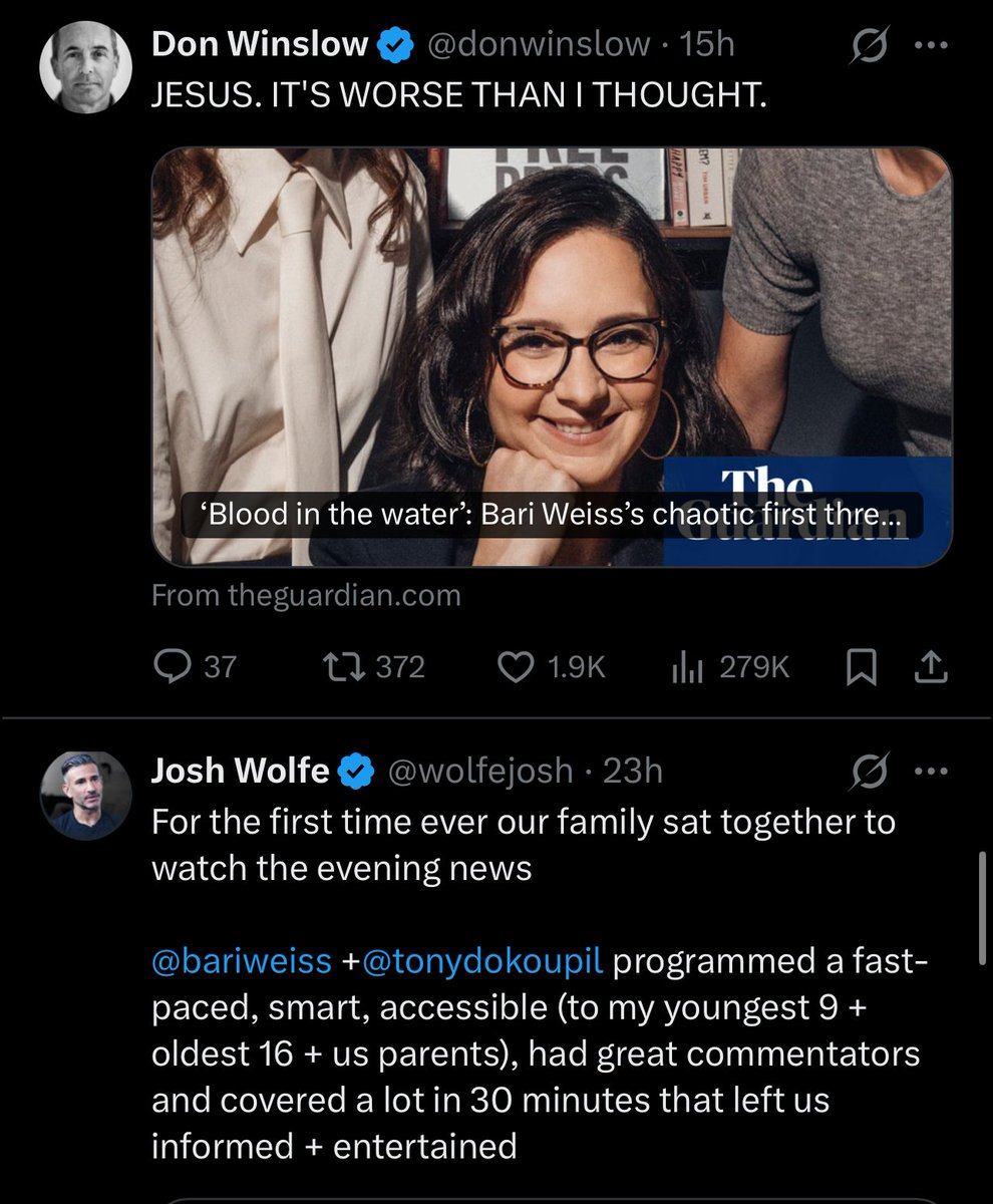 Bari Weiss + CBS News = political Rorschach test (‘exhibit 72, your honor’)