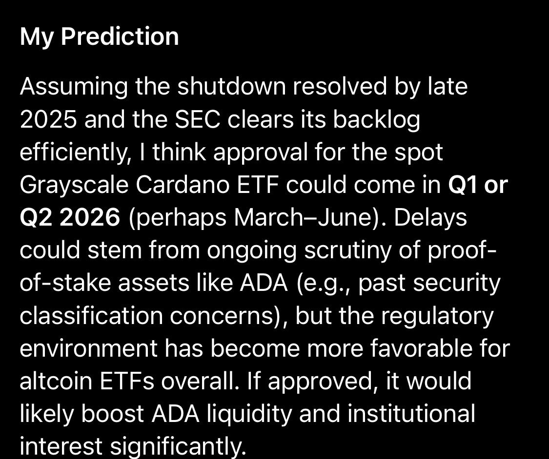 Grok estimates $ADA ETF approval as early as Q1 👀👀🚀