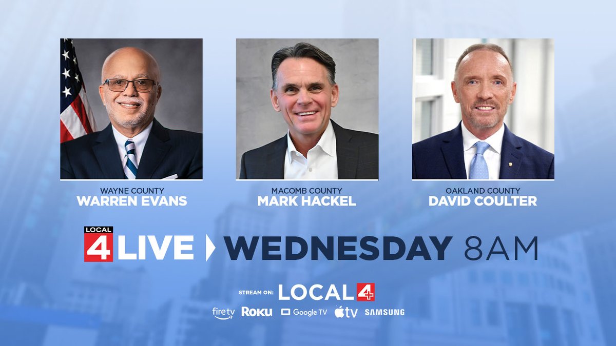 JohnCwikla's tweet photo. Watch the Big 3 Executives Wednesday morning at 8am on ⁦@Local4News⁩. https://t.co/rw7pzjG1Vt