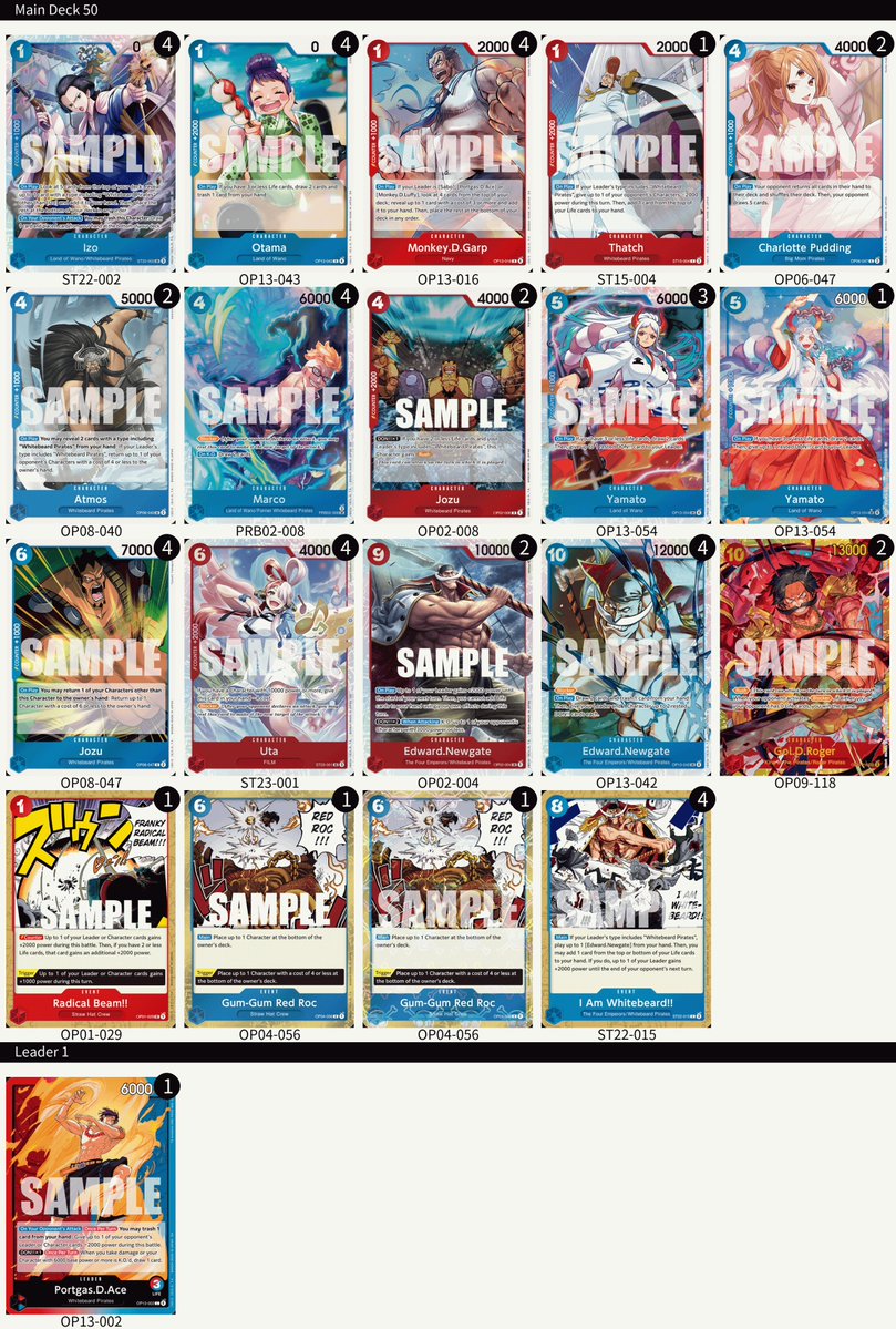 ONEPIECE_tcg_EN's tweet image. [Deck List]
Hey One Piece Pirates!
Thank you to everyone who joined LATAM TCG’s Treasure Cup in Peru on Dec. 27!
Here’s the deck lists the top 4 players used! Congratulations!
Enjoy the treasure won &amp;amp; building up your own crew!
#ONEPIECE
#onepiececardgame