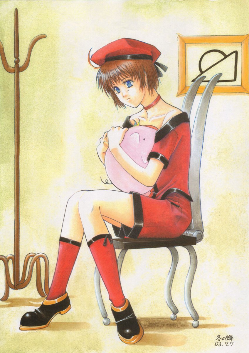 あの子は誰 ページ 過去作 なんかの雑誌に投稿したやつ 豚を抱く女の子が椅子に座ってる