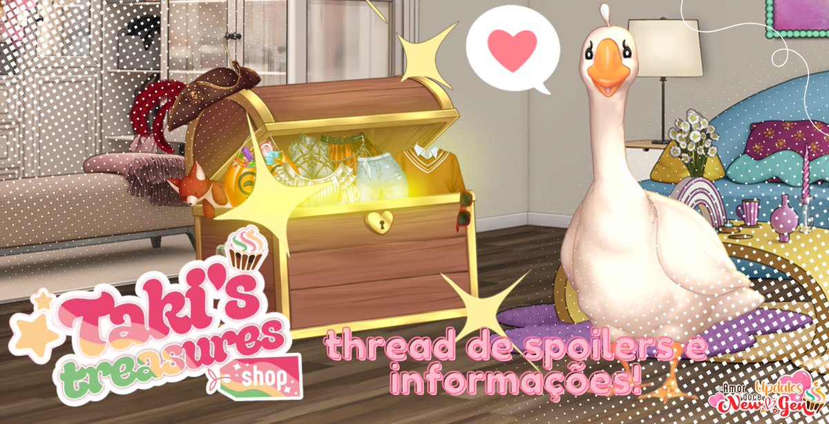 UpdatesADNewgen's tweet image. 🪙| Spoilers e informações sobre o Taki's treasures shop!  

Nossa querida lojinha de itens antigos chega agora dia 7 no reset diário de 3 da matina e sai na madrugada de 28, mesmo horário! 

Nessa thread, uma coletânea de spoilers do que esperar~