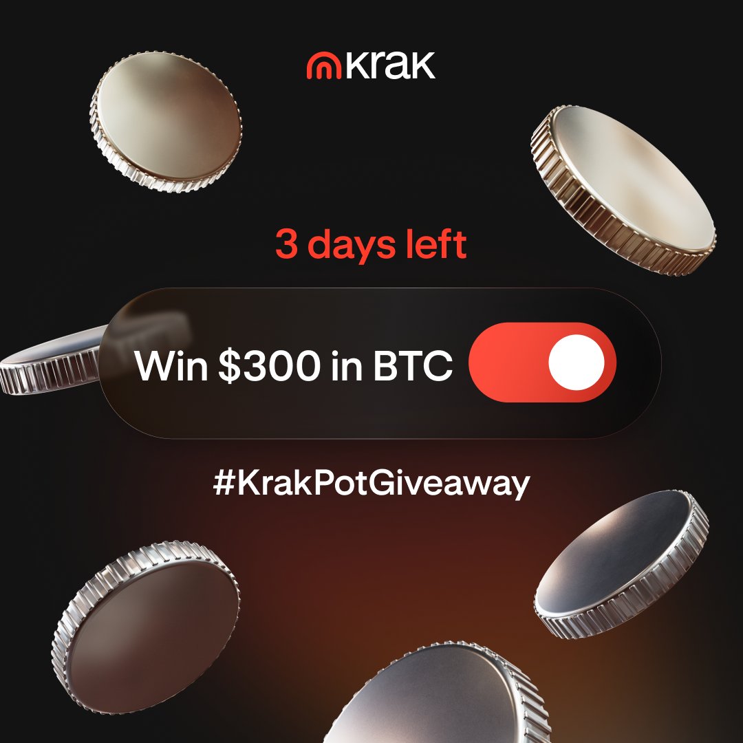 Krak's tweet image. 3 days.
2 winners.
$300 in BTC each.

Follow, repost, request $300 BTC in app. ⬇️
m.krak.app/Qq7r/eiab8qav