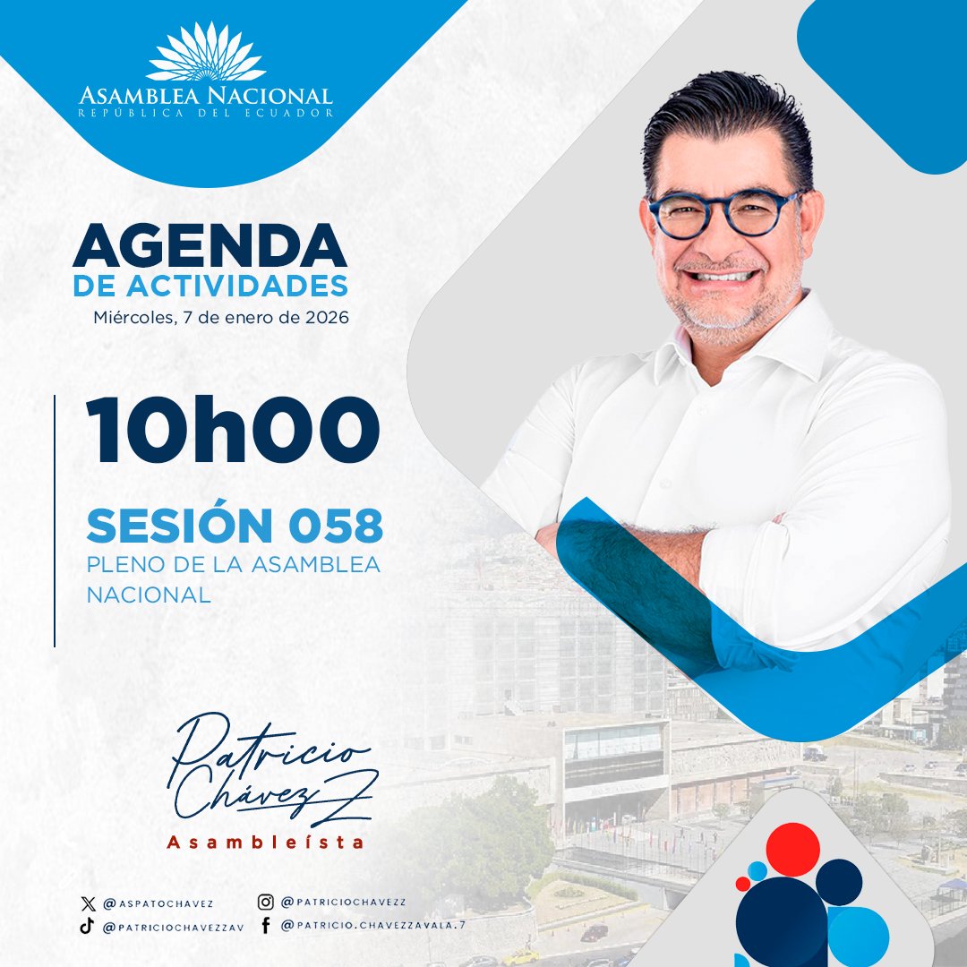 Comparto la agenda legislativa que cumpliré este miércoles, 7 de enero de 2026.