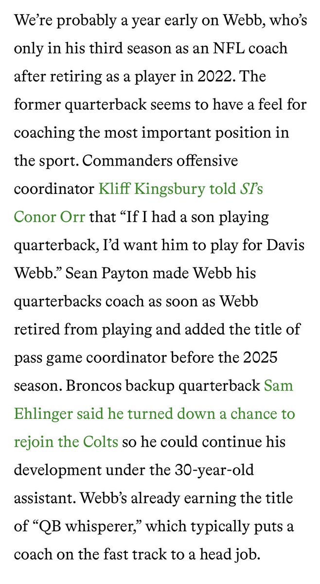 Rholm22's tweet image. From The Ringer with regards to Davis Webb as potential HC candidate:
#RaiderNation 

theringer.com/2025/12/17/nfl…