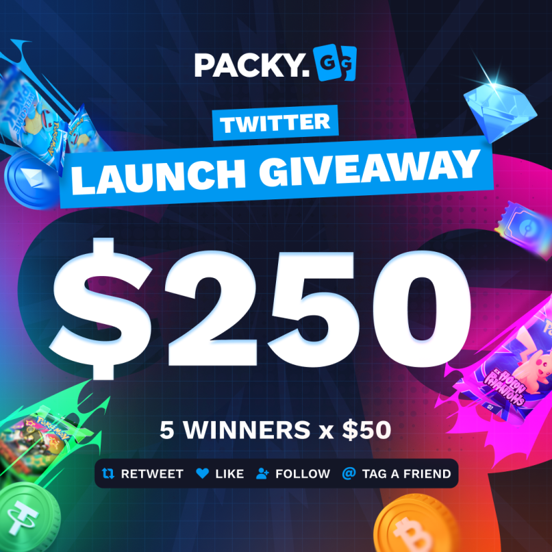 packygg's tweet image. We are almost here, so let's get started with a Giveaway!🎉

💰$250 Twitter Giveaway - 5 winners, $50 each!

✅Follow @packygg
✅Like &amp;amp; Retweet
✅Tag a friend

Make sure to keep an eye on our twitter, we've got a lot of things to share with you guys!👀