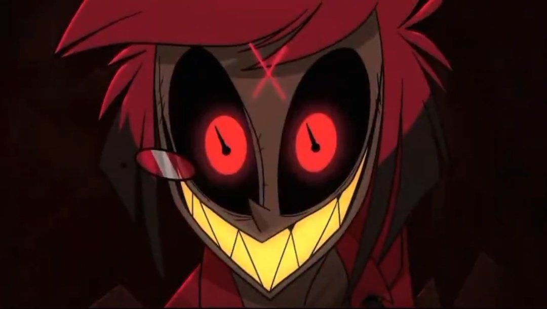 MarsAtLarge's tweet photo. Everyone’s always saying Alastor’s stitches force him to keep smiling, but to me it looks like it keeps him from smiling so hard it splits his face in two. It looks like the stitches are holding him together from ripping his face in half from how hard he smiles. 😭🙏 https://t.co/VQRPsuDuCJ