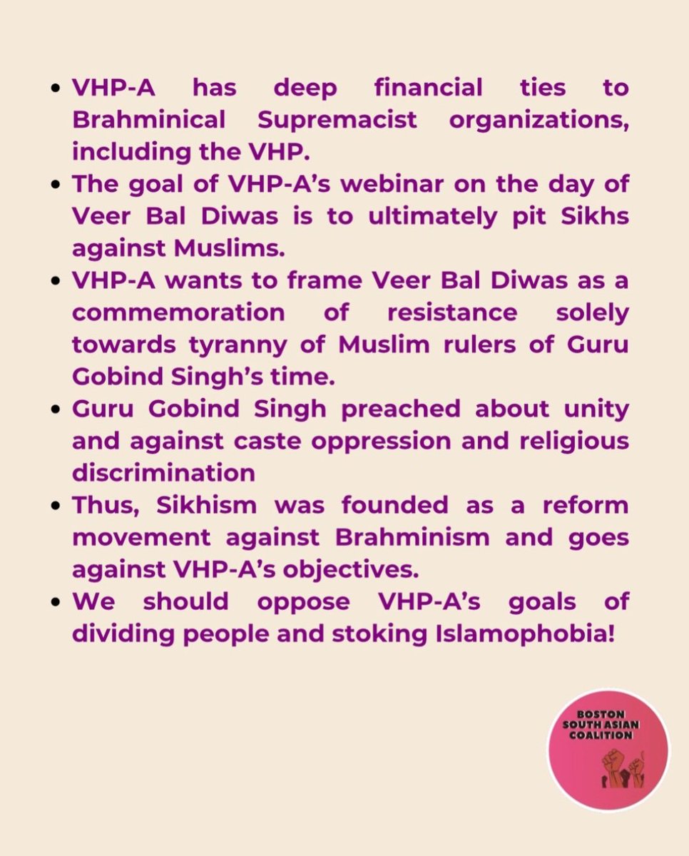 The VHP-A is an Islamophobic and anti-minority faiths organization that is trying to pit Sikhs against Muslims.

BSAC undertands that rulers of all faiths were largely tyrannical.  Guru Gobind Singh, who they are attempting to appropriate, stood for religious unity.