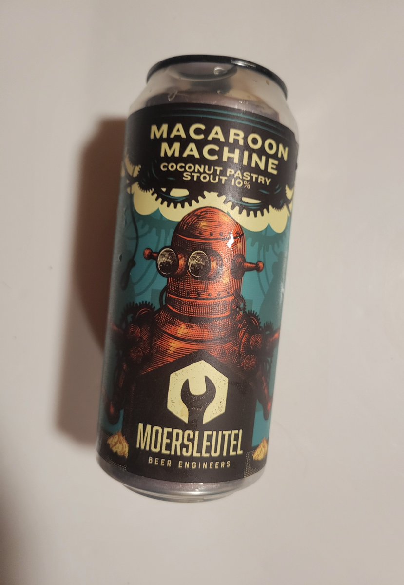 Chocolate coconut macaroons... a childhood favorite of mine. <a href="/Moersleutelbeer/">Moersleutel Craft Brewery</a> Macaroon Machine Coconut Pastry Stout is a trip down memory lane, that balances rich chocolate, coconut in a smooth dessert stout. A very sneaky 10% abv. Try it ##craftbeer