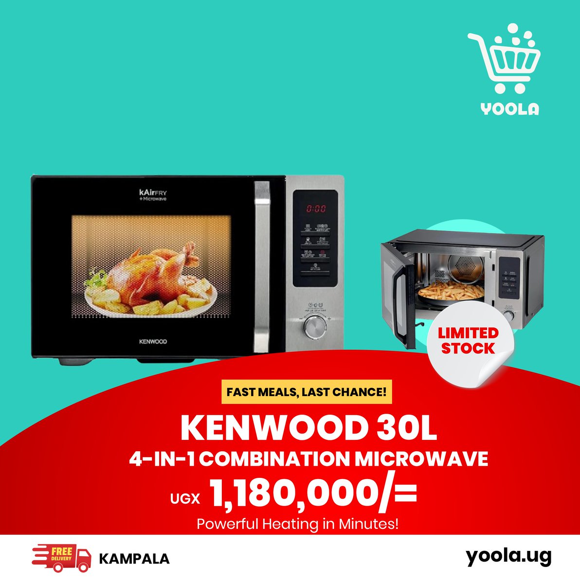 Yoola_UG's tweet image. Get a Kenwood 30L 4-in-1 Combination Microwave | Air Fryer, Gril arrived fast, perfectly packaged, and works free Kampala Delivery, and Full Support. Your New Year style kitchen deserves the best! 💚#YoolaReviews #TrustedOnline #GeepasMicrowave #Ntinda
rfr.bz/t631e0a