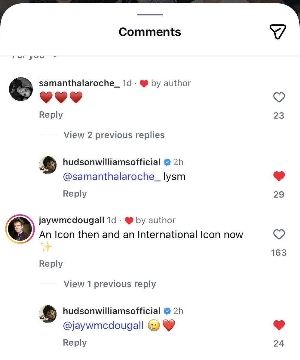 hudsonwupdates's tweet image. Hudson’s comment under this post 🥺😭