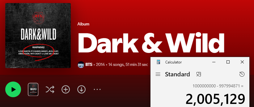 Miss_Mochi_72's tweet image. CALLING ALL ARMY!
We are down to the LAST 2 MILLION needed to push Dark &amp;amp; Wild over the 1 billion mark!

- Stream the album as a mission
- Add to your PLs
- Share across platforms
- Just DO NOT LOOP!
