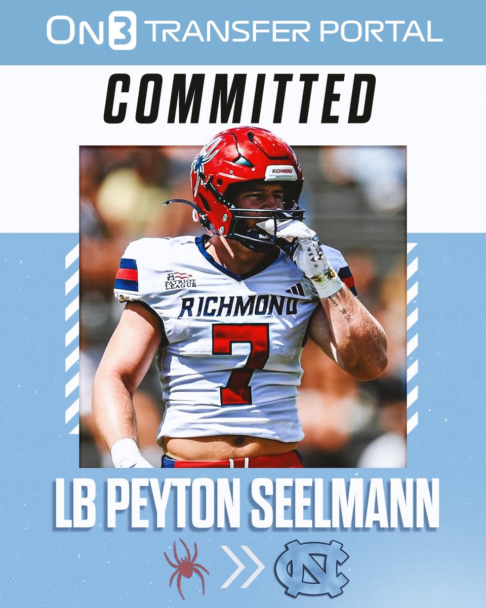 BREAKING: Richmond transfer LB Peyton Seelmann has committed to North Carolina, <a href="/PeteNakos/">Pete Nakos</a> reports🐏

on3.com/transfer-porta…