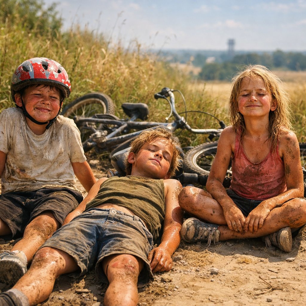 Who else remembers spending the entire summer riding bikes with no water, no sunscreen and no plan.😜🚴🏻‍♂️🫧🧘🏼‍♀️☀️

We came back filthy, burnt, and exhausted

And it was perfect