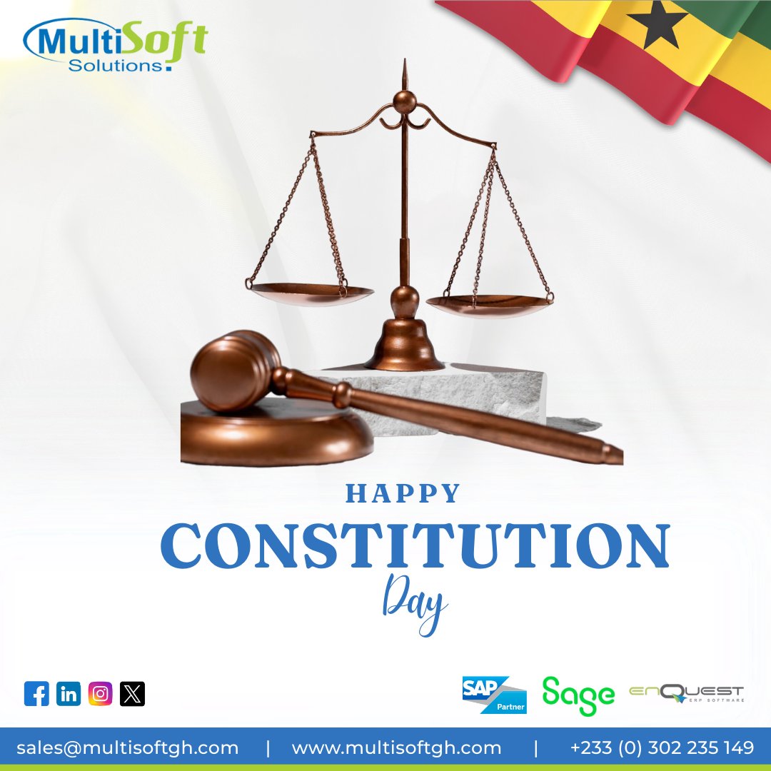 Upholding the pillars of democracy and the rule of law. 

Multisoft Solutions Limited wishes a Happy Constitution Day to all citizens of Ghana.

May this day remind us of our collective duty to build a prosperous nation. 🇬🇭

#ConstitutionDay #Ghana #HappyConstitutionDay