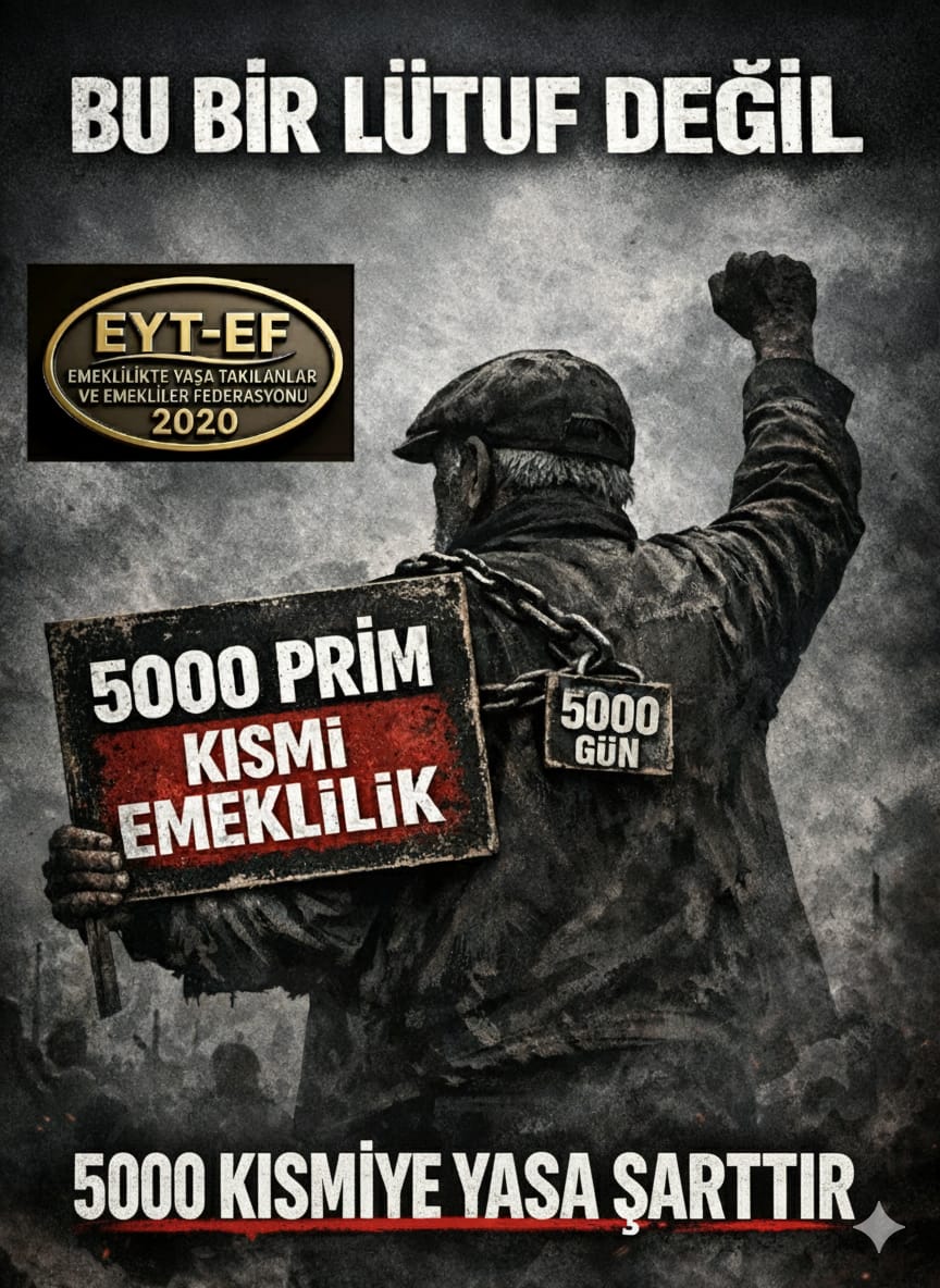 5000 Prim ve Kısmi Emeklilik dosyası
İktidarın masasındaki ertelenebilir bir konu değil
Ülkenin önündeki acil bir adalet sorunudur
Derhal yasalaşmalı ve
27 yıllık mağduriyet bitirilmelidir !

#5000KısmiyeYASAşarttır
#EmekliyeSeyyanenZAMşarttır
<a href="/RTErdogan/">Recep Tayyip Erdoğan</a> <a href="/isikhanvedat/">Prof. Dr. Vedat Işıkhan</a> 
NATO Kerem