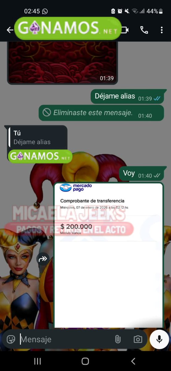 Micajeeks's tweet image. 💸💸💸𝐓𝐎𝐃𝐎 𝐋𝐎 𝐐𝐔𝐄 𝐕𝐈𝐄𝐍𝐄 𝐏𝐀𝐆𝐀𝐍𝐃𝐎 𝐋𝐀 𝐋𝐈𝐍𝐄𝐀 𝟐💸💸💸
✵𝐁𝐎𝐍𝐎 𝐃𝐄𝐋 𝟑𝟎%✵

𝐇𝐎𝐘 𝐆𝐀𝐍𝐀𝐒 𝐄𝐋 𝐌𝐈𝐋𝐋𝐎𝐍 𝐋𝐋𝐄𝐍𝐃𝐎 𝐃𝐄 𝐌𝐈 𝐏𝐀𝐑𝐓𝐄 👇

𝗟𝗜𝗡𝗘𝗔 𝟭 👇
📲wa.me/5491123394478

𝗟𝗜𝗡𝗘𝗔 𝟮 👇
📲wa.me/5491138498307