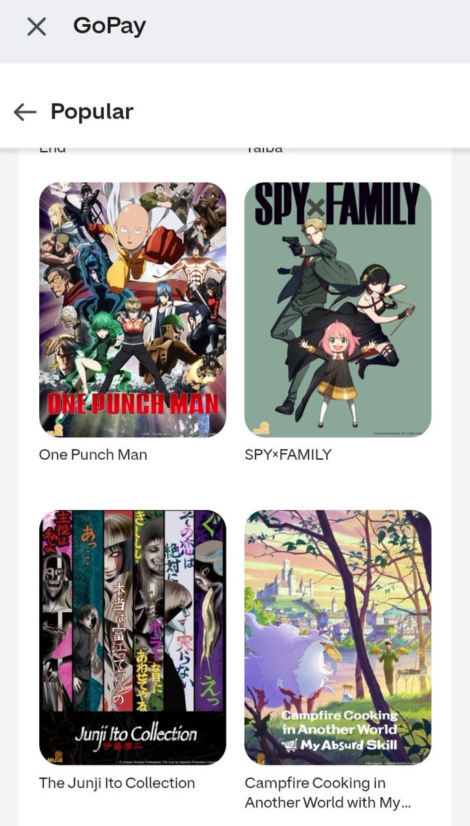 hellobookworm's tweet image. Pilih2 anime di GoPay buat santuy hari ini. SpyXFamily bagus kali ya..