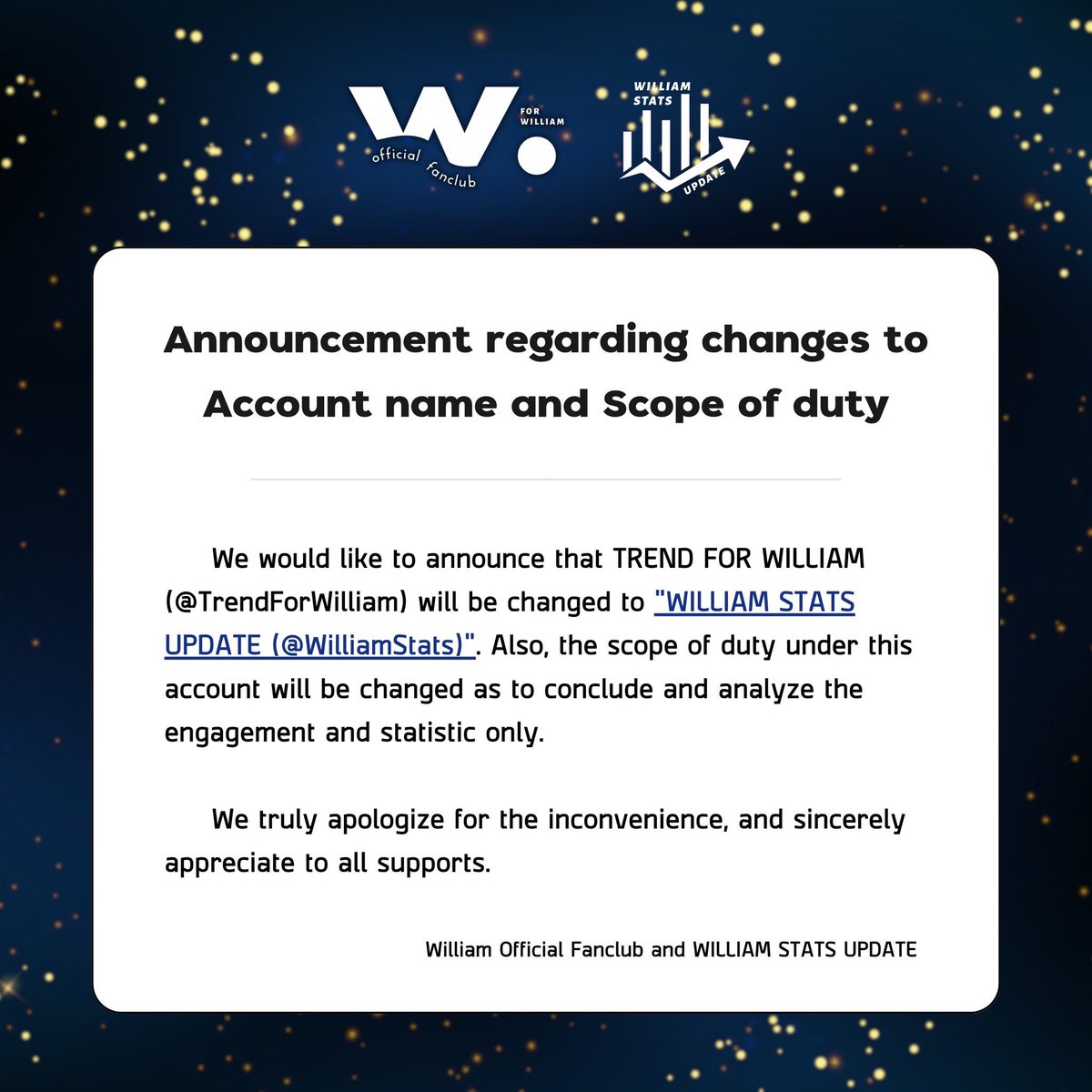 WILLIAM STATS UPDATE tweet media