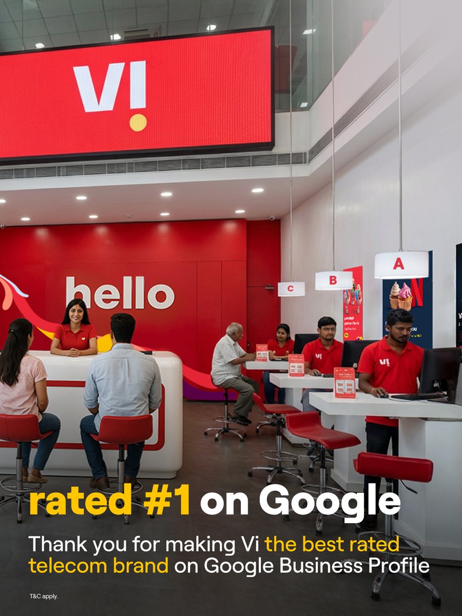 Thanks to you, Vi is now the highest rated telecom brand on Google Business Profile