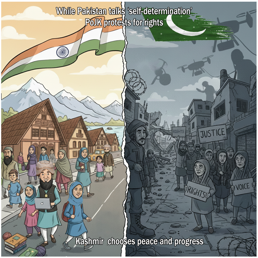 kasheer_w's tweet photo. Facts speak louder than propaganda.
While Pakistan talks of “self-determination,” voices in PoJK protest for basic rights.
Meanwhile, Jammu & Kashmir moves ahead on the path of peace, development, and progress.
The choice is clear.
#KashmirChoosesPeace #ProgressOverPropaganda #TruthMatters #JammuAndKashmir #PeaceAndDevelopment #VoiceOfPeople