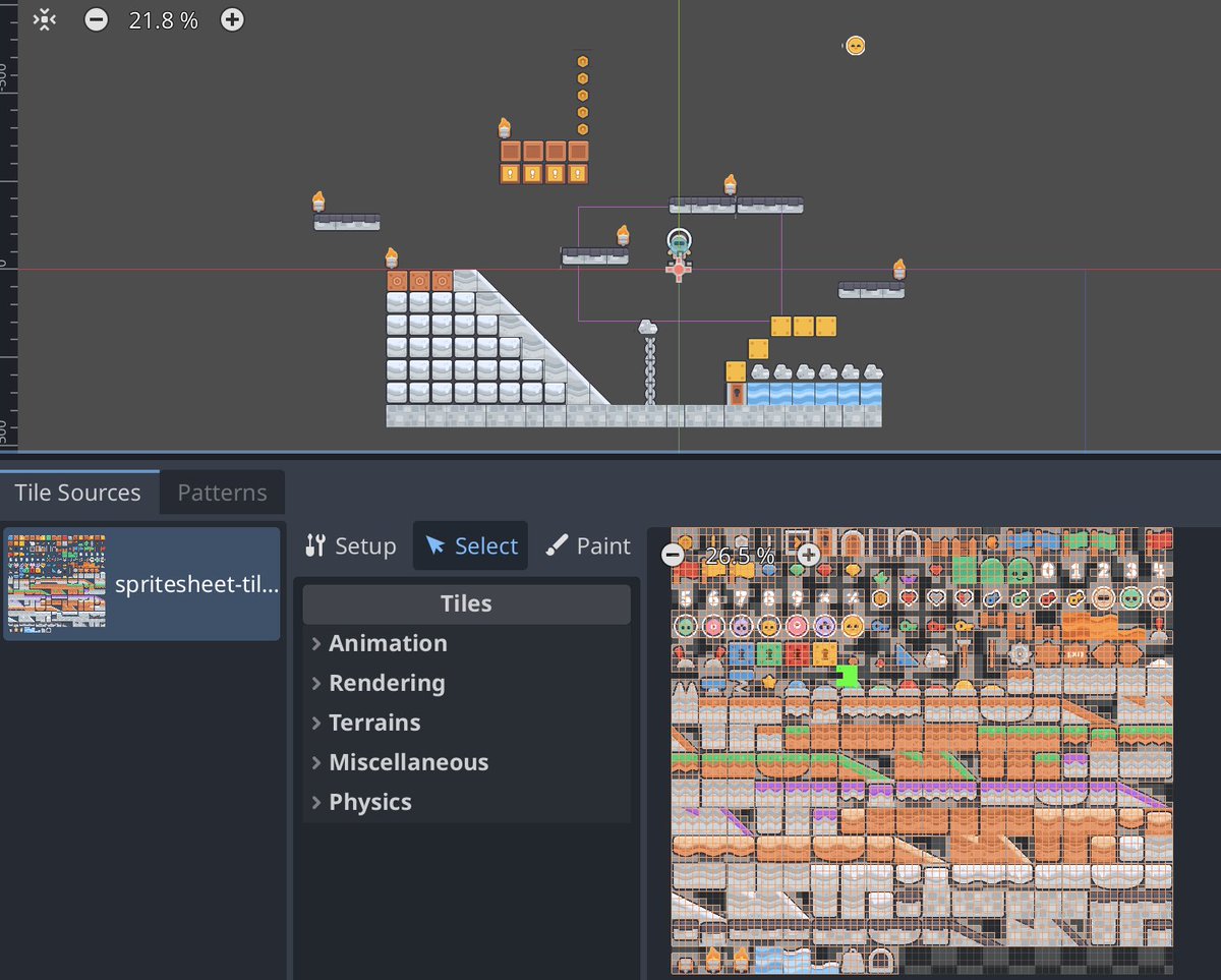 codewithjax's tweet image. Tile maps are easy to do, but hard to polish.

As you can see, the tiles have gaps.

What I'm trying to do is learn the principles first, then improve on it as times goes by.

Consistency is key.

#GODOT #gamedevelopment #gamedev