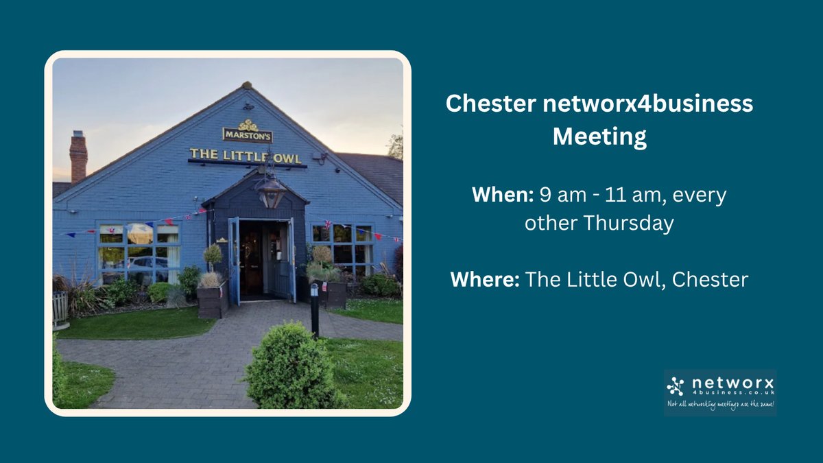 💬 Kick off 2026 with meaningful connections! 

Join us Thu 8 Jan, 9–11am at The Little Owl, Chester for relaxed, friendly networking ☕🤝

No pressure. No pitches. Just genuine conversations with local business owners.

Your first visit is FREE 👇 

lnkd.in/empUemZd