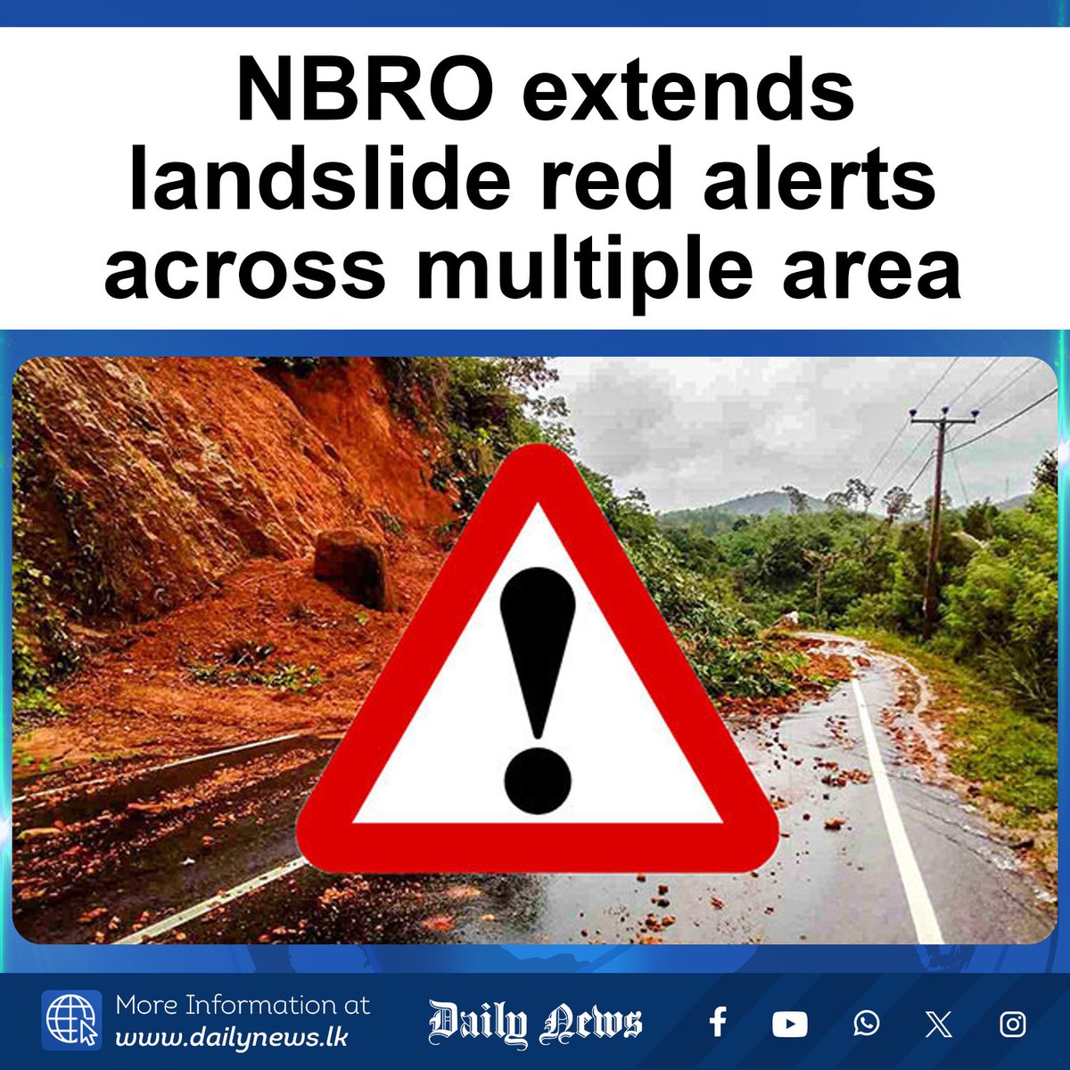 DailyNews_lk's tweet image. NBRO extends landslide red alerts across multiple areas

More Info &amp;gt;&amp;gt;&amp;gt; dailynews.lk/?p=929257

#lka #LandslideAlert #NBRO #SriLankaWeather #EvacuateNow #CentralProvince #DisasterPreparedness #SafetyFirst #WeatherWarnings

𝗙𝗢𝗟𝗟𝗢𝗪 𝗨𝗦 𝗢𝗡
🛑 WhatsApp Channel 👉
