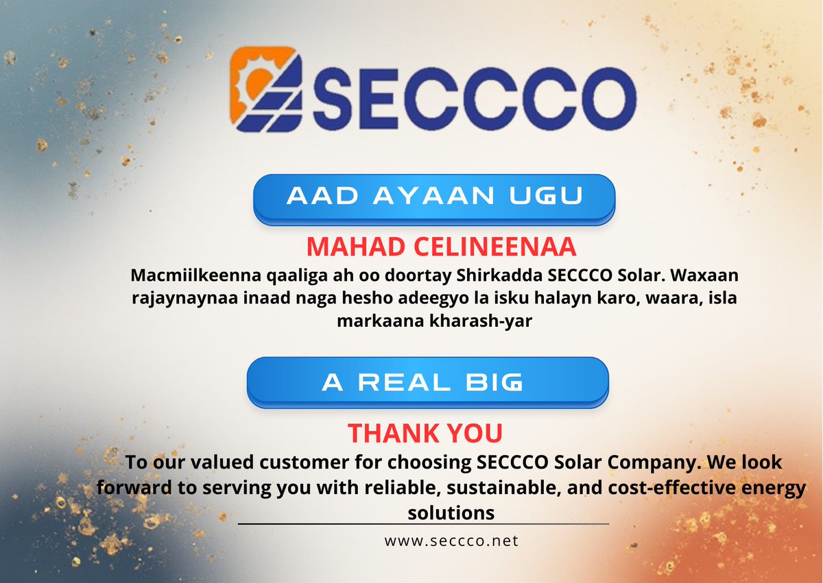A big thank you to our valued customer for choosing SECCCO Solar Company. We’re proud to power your future with reliable solar energy. ☀️⚡
