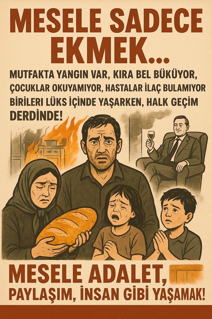 Sizin tablolarınızda pembe bulutlar olabilir ama bizim mutfağımızda sadece dumanı tütmeyen tencereler var.
GE-Çİ-NE-Mİ-YO-RUZ. ❗
<a href="/Akparti/">AK Parti</a>
Sn. <a href="/RTErdogan/">Recep Tayyip Erdoğan</a> <a href="/memetsimsek/">Mehmet Simsek</a>
<a href="/isikhanvedat/">Prof. Dr. Vedat Işıkhan</a> 
Derdimiz geçim gelsin seçim ❗
👇
#MasadakiHesapÇarşıyaUymuyor