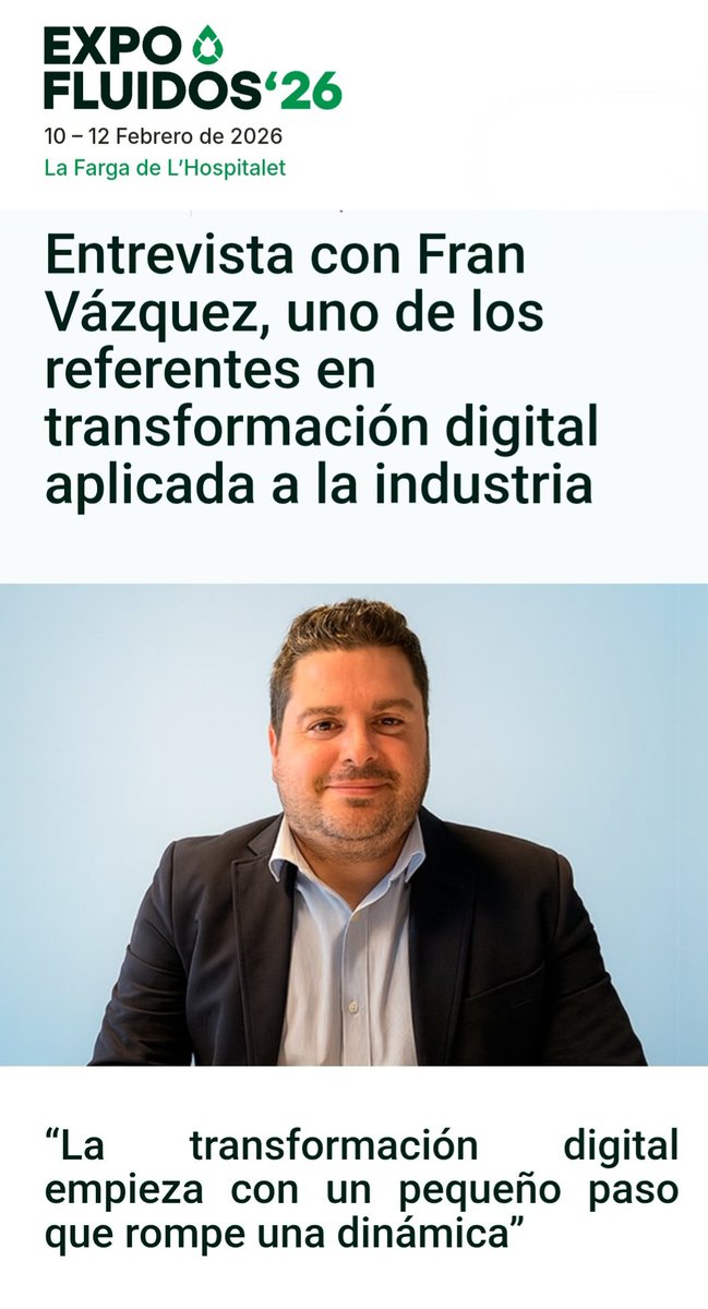 🎙️ Nueva entrevista en <a href="/expofluidos/">@EXPOFLUIDOS</a>

Hablamos de #TransformaciónDigital aplicada a la industria, datos, innovación y cómo convertir la tecnología en una palanca real de competitividad empresarial.

👉expofluidos.com/entrevista-con…

#TransformaciónDigital #Industria #Innovación