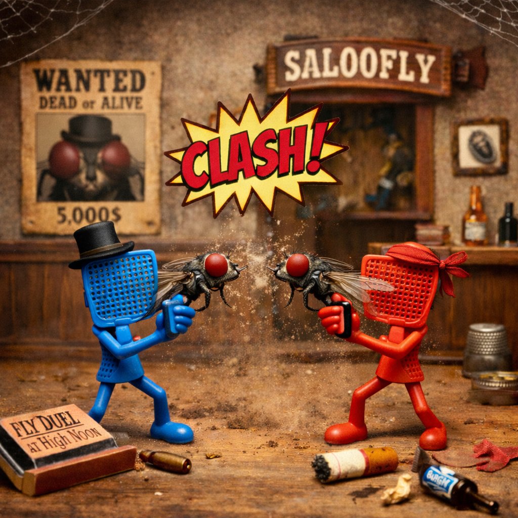 Чат GPT стал на удивление неплохо генерить абсурдные картинки и исчез тот мультяшный стиль миядзаки.
Вот например мухи и мухобойки устраивают дуели.