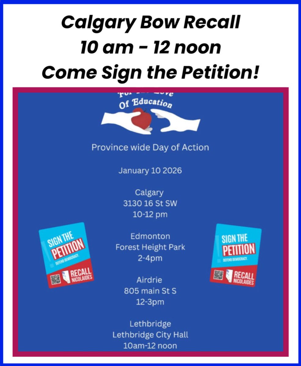 MargTokar's tweet image. Every Repost Is A THANK YOU to the Calgary Bow 
recallnicolaides.ca Team!