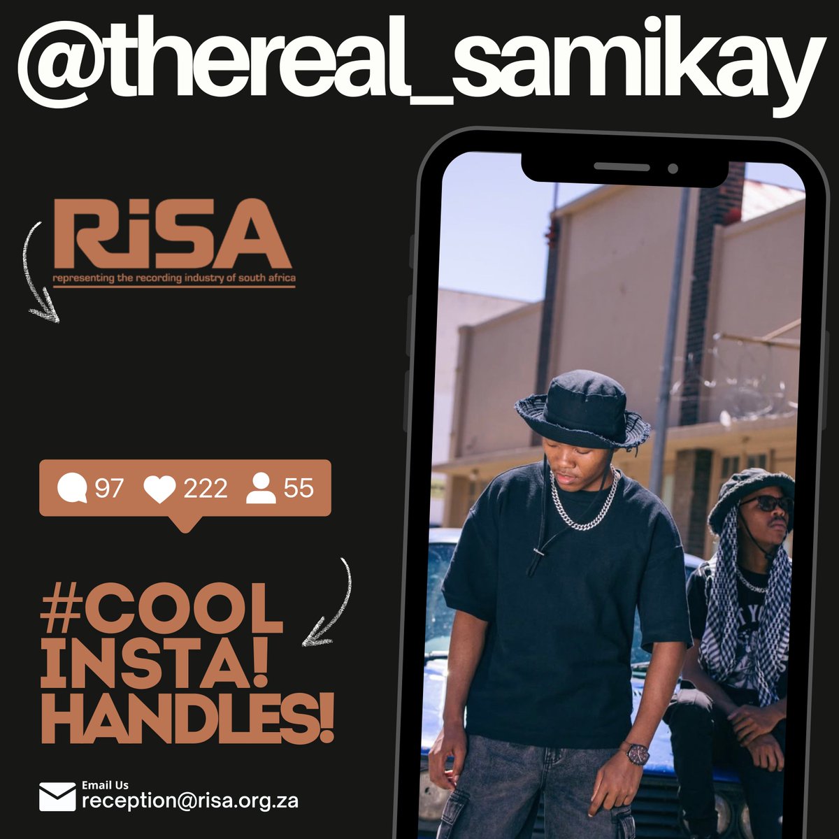 #CoolInstagramHandles!
<a href="/thereal_samikay/">thereal_samikay</a>
Sami'Kay
Artist
Singer🎙/Song writer📖/Producer🎹
Award winning Artist 🏆
Bookings: +27 6 750 2345 ☎️
"Amanxeba" official video is out...
youtu.be/QRria3dbGKk?si…
