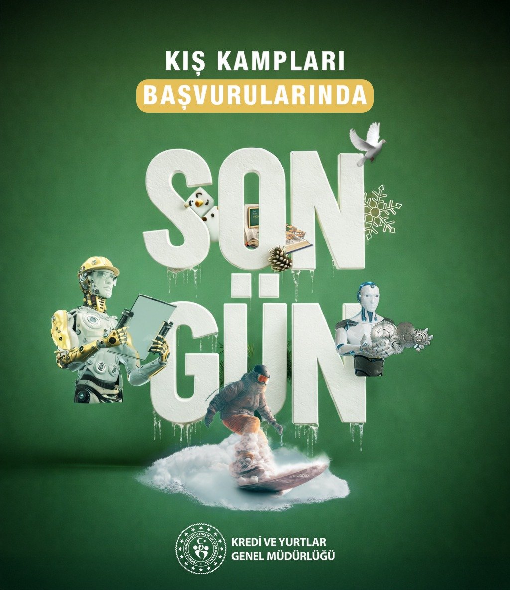 ❄️ KYGM 10. Tematik Kış Kampları ile 81 ilden 2.100 genç, 14 farklı kampımızda bir araya geliyor.

🎓 Eğitimden spora, sanattan teknolojiye
🫱🏻‍🫲🏼 Yeni deneyimler, yeni dostluklar
🔥 Unutulmaz bir kamp heyecanı seni bekliyor.

⏰ Son başvuru bugün, sonuçlar ise 9 Ocak'ta...