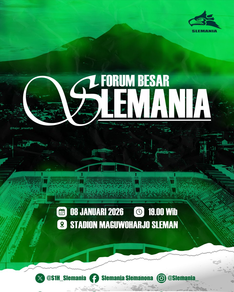 𝐒𝐀𝐀𝐓𝐍𝐘𝐀 𝐁𝐄𝐑𝐒𝐀𝐓𝐔, 𝐒𝐀𝐀𝐓𝐍𝐘𝐀 𝐁𝐄𝐑𝐒𝐔𝐀𝐑𝐀

Forum Besar Slemania kembali digelar untuk pembahasan match PSS Sleman vs psis semarang.

🗓 Kamis, 8 Januari 2026
⏰ 19.00 WIB
📍 Stadion Maguwoharjo Sleman

Datang, dengarkan, dan ambil peran.

SALAM SATOE HATI 💚