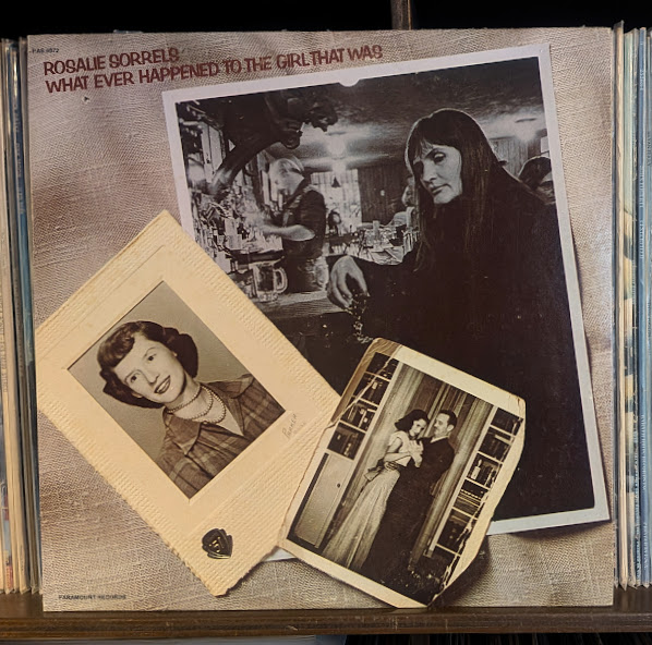 ROSALIE SORRELS-What Ever Happened To The Girl That Was  '73 USA
 
Rosaloe Sorrelsがウッドストック行って録音した73年の傑作。Eric Kaz, Artie Traum等々バックを受け持つ連中もええとこが付いて聴かせます。米シンガーソングライター定番中の定盤ですな。

詳しくは↓
waterloorec.com/page573008.html