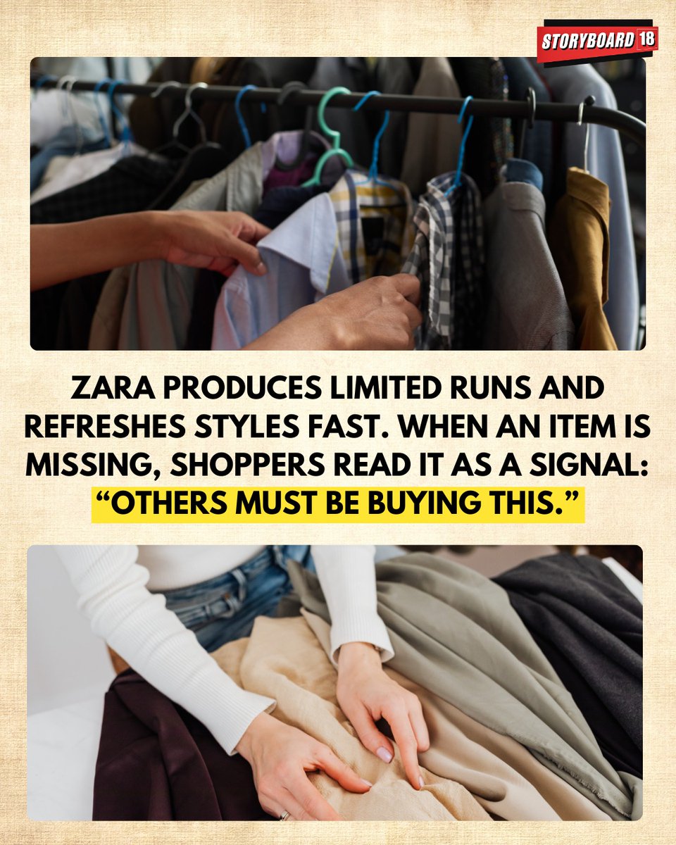 Storyboard18_'s tweet image. When your size is missing at Zara, it’s not bad inventory — it’s behavioural science at work 🧠👗

Scarcity creates urgency. Missing sizes signal demand. And shoppers act faster, not smarter.
Zara doesn’t sell patience — it sells momentum ⚡🛍️

#BehavioralScience #RetailStrategy