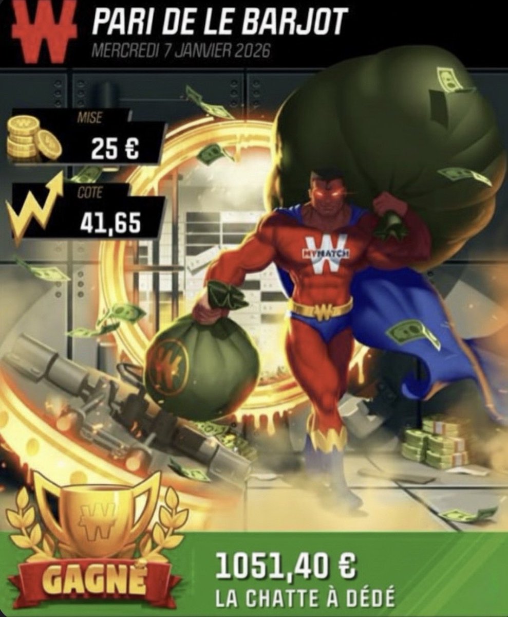 LeBarjotProno's tweet image. 🎯 BOOOOM COTE A 41💣 ✅✅
2026 c’est pour nous😈 🎯

Qui a suivi la cote a 41? Vos tickets 😁👇🏼