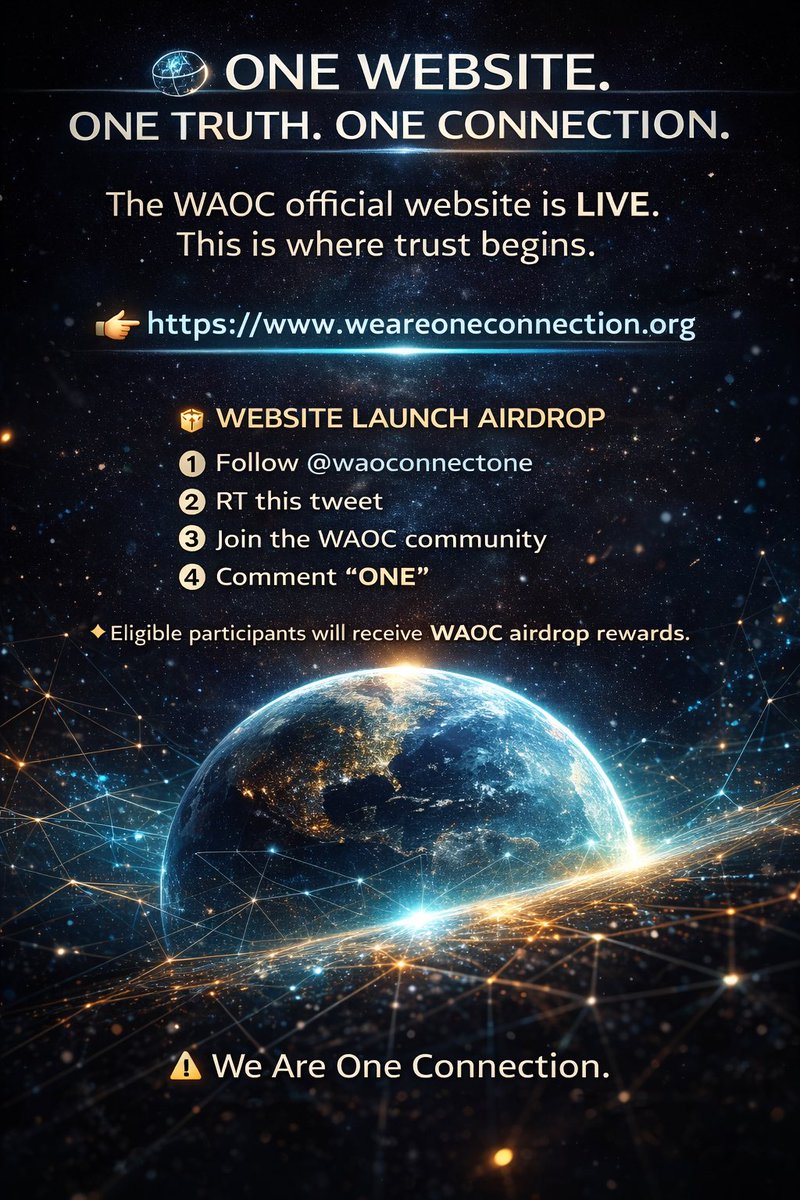 WAOConnectOne's tweet image. 🌐 WAOC Official Website is Live

We’re proud to announce the launch of the official WAOC website:  
👉 weareoneconnection.org

WAOC is a long-term effort to restore trust, coordination, and human connection — built on transparent, verifiable on-chain systems.

This site is the…