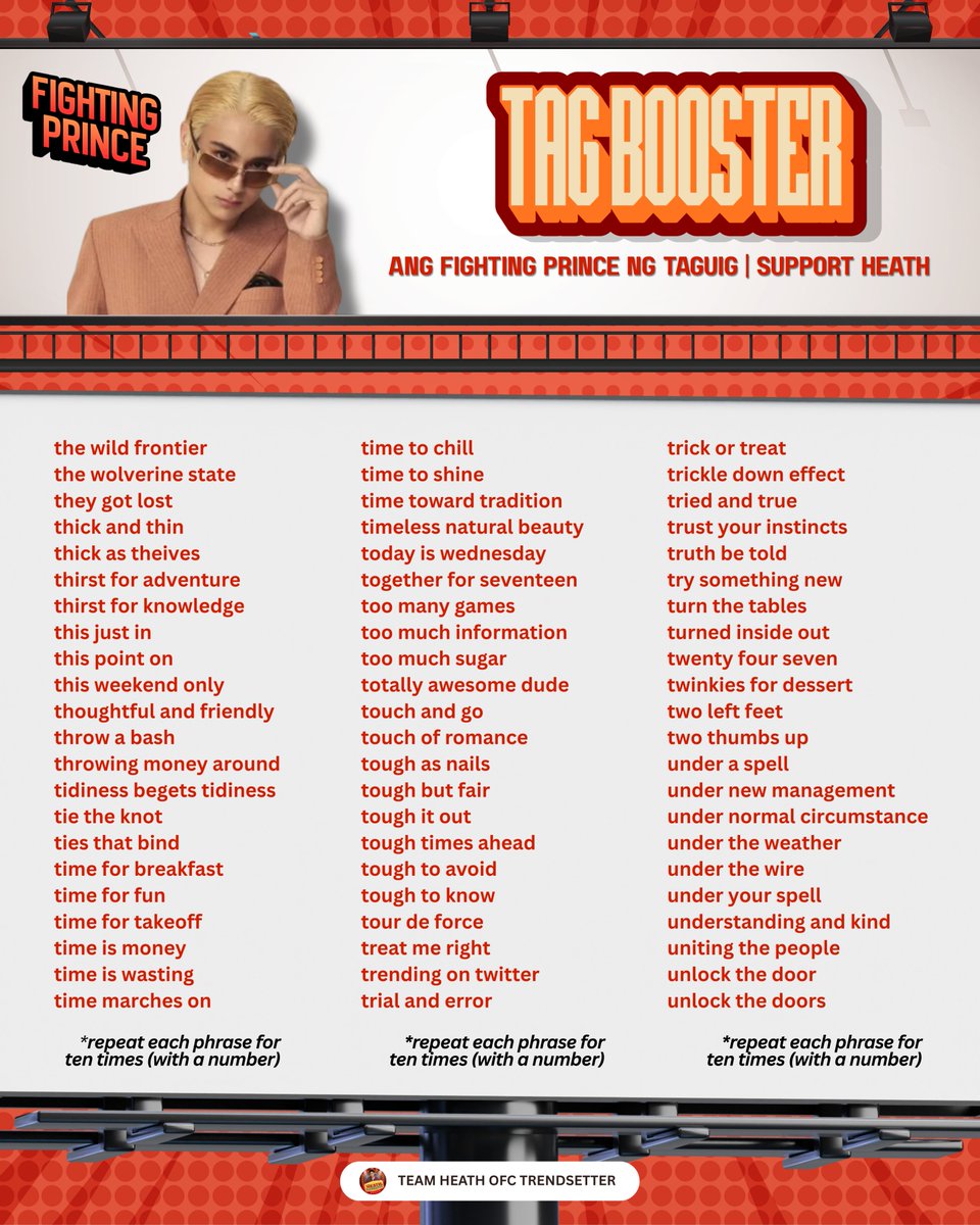 𝑻𝑨𝑮 𝑩𝑶𝑶𝑺𝑻𝑬𝑹 𝑻𝑯𝑹𝑬𝑬] Use our tagline and reply as much as you  can! Spread the tagline, everyone! GOAL: Two hundred replies (or more)  DONATE FOR HEATH DONATE FOR HEATH