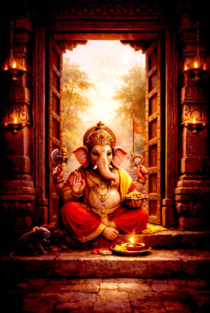 Why Ganesha Is Placed at the Door - Not the Altar…! 🔥

Read this 2-minute thread…! 👇
This isn’t ritual trivia - 
this is Sanātana wisdom on how life itself should be entered.
Not superstition.
Not decoration.
But a sacred code on beginnings, awareness, and karma.
Let’s decode