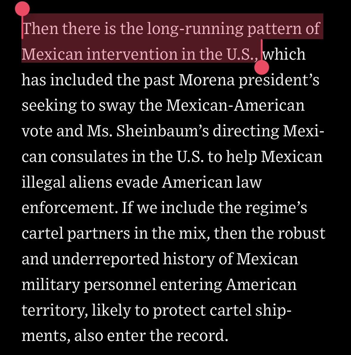 Alexander_Avina's tweet image. “Then there is the long-running pattern of Mexican intervention in the U.S.” 

the what?