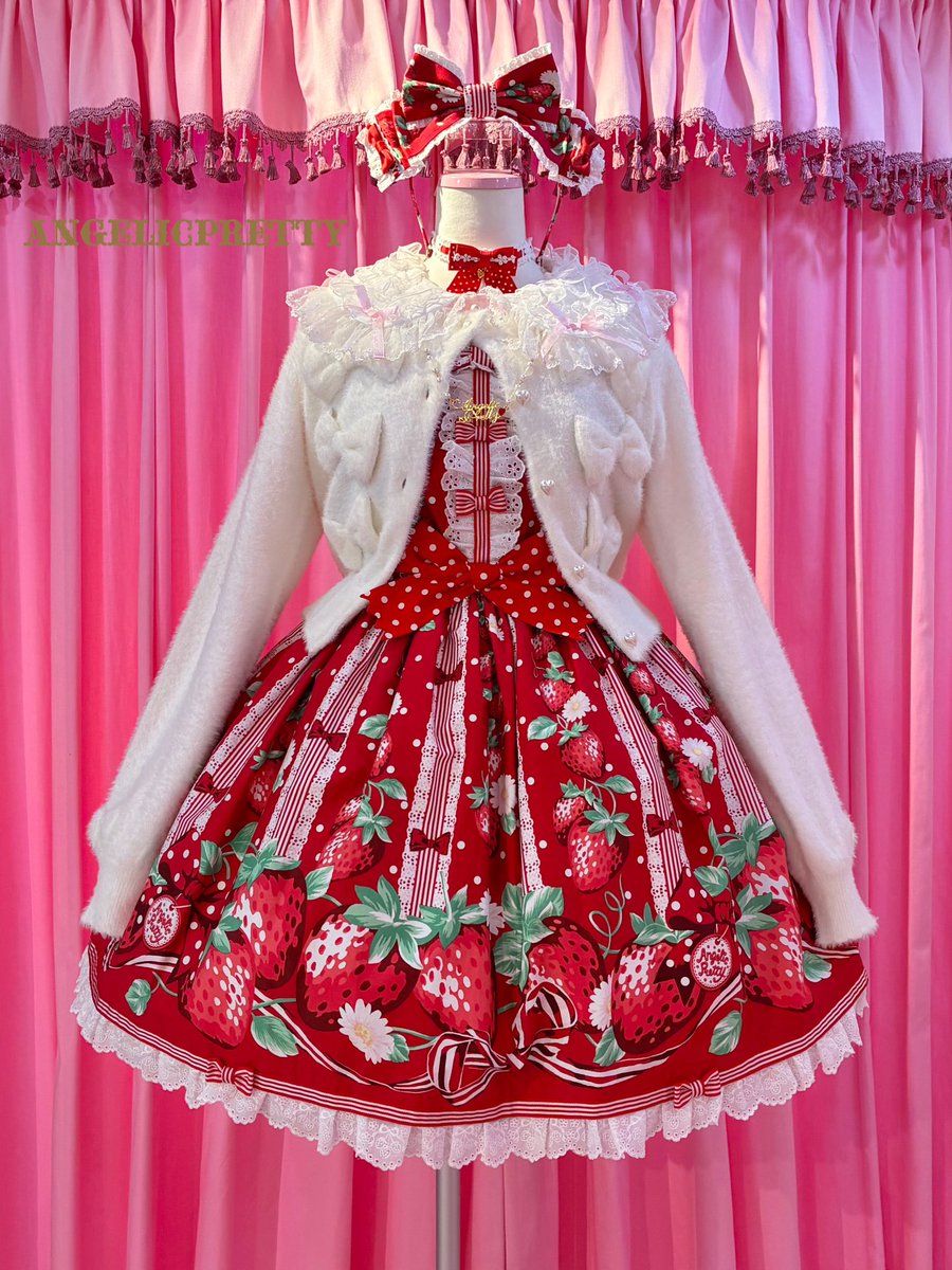 ♡摘みたていちごジャンパースカートSet ♡アカ ￥36,300(税込) シロの