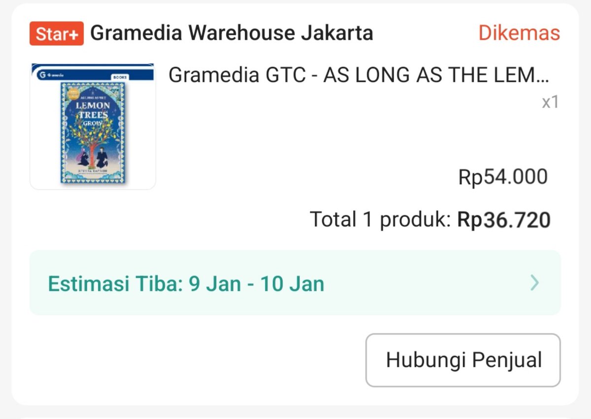 lopbrown's tweet photo. dapet novel as long as the lemon trees grow zoulfa katouh harga segini dong 😭

buruan langsung cek guys, siapa tau list buku kalian juga lagi pada diskon

ini tokonya: https://t.co/DR19AjG4OV

itu toko cabang resmi gramedia kok, soalnya ku chat udah dikonfirmasi https://t.co/NDqC02LSJt