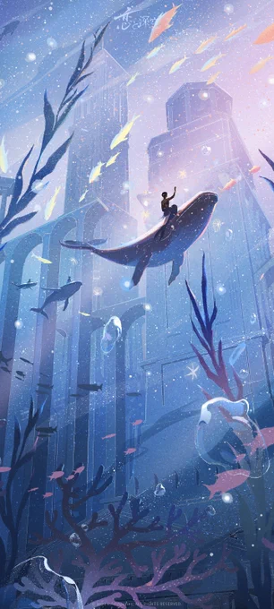 潮と月光が交わり、リモリアの一族は歌を捧げ、海神とその信者達に祝福を贈る。 クジラは貝殻の舟を背に、深海へと潜っていく。 記憶の欠片は旋律に導かれ、鼓動する心へと還っていく。 血の霧が歌声のごとく湧き上がり、魂は故郷へと帰還する。