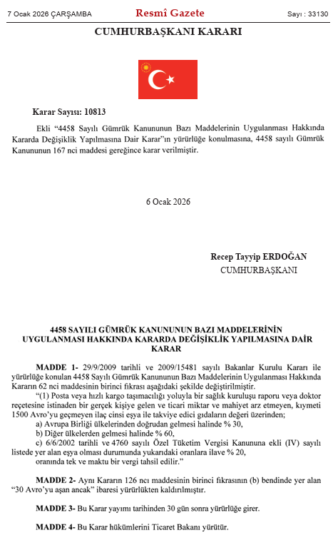 etkilihaberyeni's tweet image. SON DAKİKA | Cumhurbaşkanı Kararı ile, yurt dışından gümrüksüz alışveriş uygulamasına son verildi.